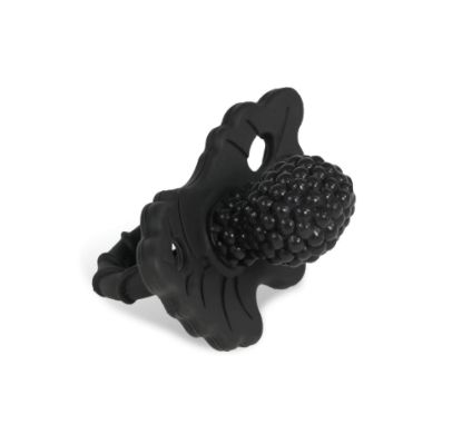 Picture of RaZbaby RaZberry Silicone Teether Pacifier - Teething Relief for Infants, Food-Grade, BPA-Free, Hands-Free Design, Natural Berrybumps Fruit Texture for Sensory Development, Freezable - Black