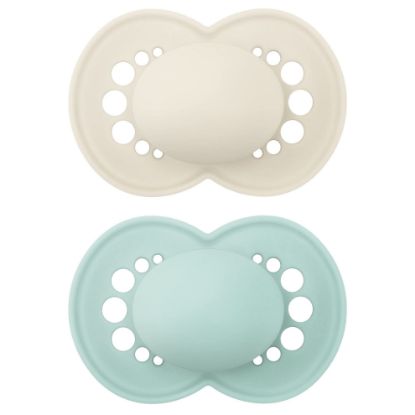 Picture of MAM Original Matte Baby Pacifiers, Binky for 6-16 Months, BPA-Free Silicone Nipple, Easy to Clean, Best for Breastfed Babies, Developed with Medical Experts, 2 Count Binkies with Sterilizer Case