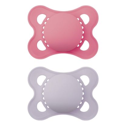 Picture of MAM Original Matte Baby Pacifiers, Binky for Girls 0-6 Months, BPA-Free Silicone Nipple, Easy to Clean, Best for Newborn Babies, Developed with Medical Experts, 2 Count Binkies with Sterilizer Case