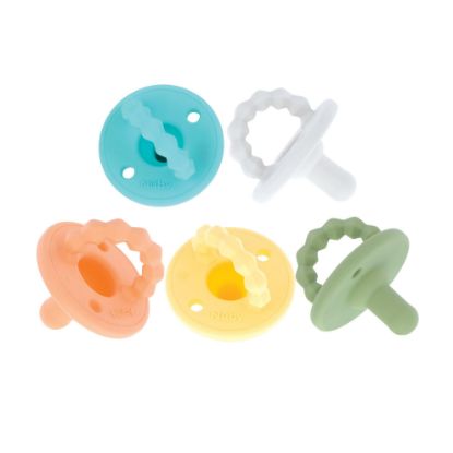 Picture of Nuby Silicone Softees Pacifier and Teethers - (5-Pack) Silicone Baby Pacifiers and Teethers - 0+ Months - Assorted Neutral Colors