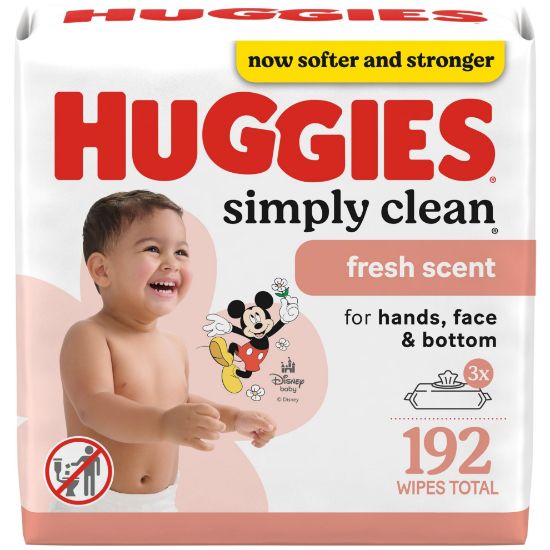 Picture of Huggies Simply Clean Fresh Scent Baby Wipes, 3 Flip-Top Packs of 64 (192 Wipes Total), Packaging May Vary