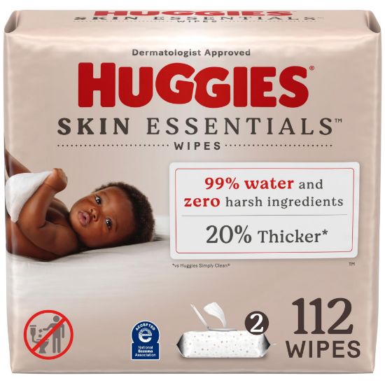 Picture of Huggies Skin Essentials Baby Wipes, Hypoallergenic, 99% Water, 6 Flip Top Packs (336 Wipes Total)