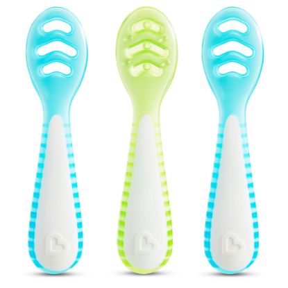 Picture of Munchkin® Gentle Dip™ Baby Spoons for Self Feeding and Baby Led Weaning, 3 Pack, Blue/Green
