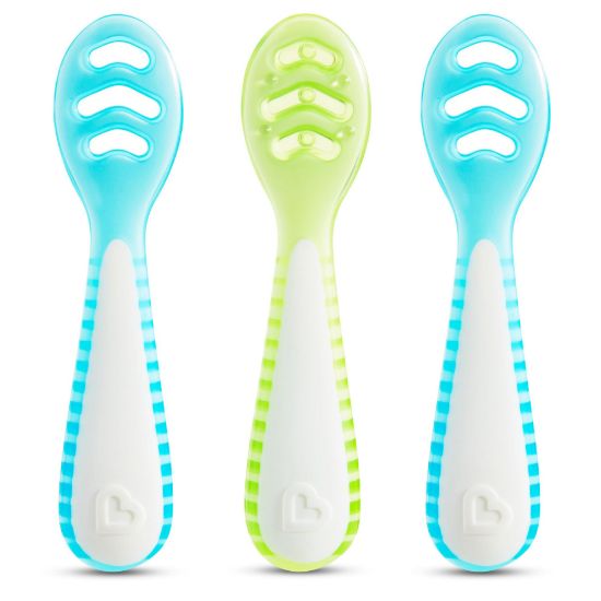 Picture of Munchkin® Gentle Dip™ Baby Spoons for Self Feeding and Baby Led Weaning, 3 Pack, Blue/Green