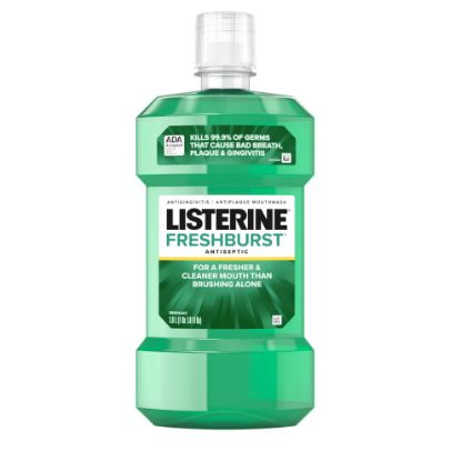 Picture of Listerine Freshburst Antiseptic Mouthwash for Bad Breath, Kills 99% of Germs That Cause Bad Breath & Fight Plaque & Gingivitis, ADA Accepted Mouthwash, Spearmint, 1 L