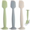 Picture of MAIKKB Baby Diaper Cream Spatula 3 Pack Diaper Spatulas Soft Silicone Diaper Cream Applicator Baby Butt Paste Spatula Brush with Suction Base,Full Size(Gray+Off-white+Green