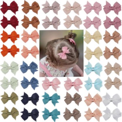 Picture of CÉLLOT Hair Clips for Girls - 42PCS Fully Lined Hair Bows Alligator Clips for Toddlers, Infants, Kids, 21 Color Pairs