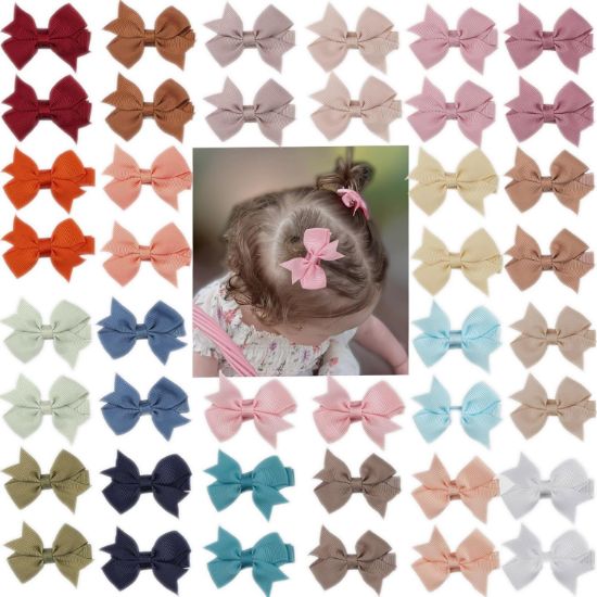 Picture of CÉLLOT Hair Clips for Girls - 42PCS Fully Lined Hair Bows Alligator Clips for Toddlers, Infants, Kids, 21 Color Pairs