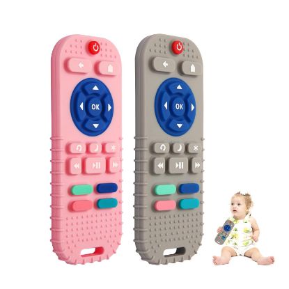 Picture of Hooku 2 Pack Silicone Teething Toys for Babies 0-6 Months, Teethers for Babies 6-12 Months, Remote Teether for Baby, Sensory Toys for Babies, Baby Chew Toys