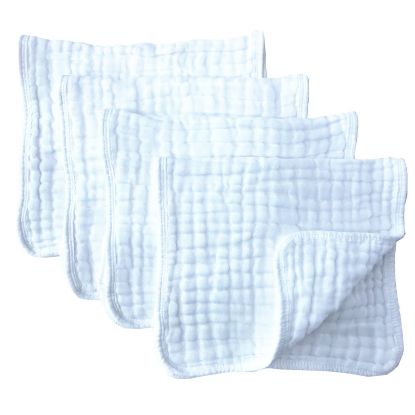 Picture of Synrroe Muslin Burp Cloths 4 Pack Large 20" by 10" 100% Cotton 6 Layers Extra Absorbent and Soft