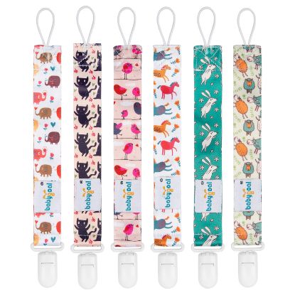 Picture of Babygoal Rabbit Pacifier Clips, 6 Pack Binky Paci Holder and Leash for Boys and Girls Fits for Most Pacifier, Binkie Styles & Baby Teethers & Toys and Easter Gift 6PB03