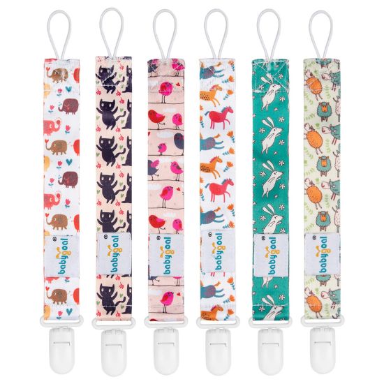 Picture of Babygoal Rabbit Pacifier Clips, 6 Pack Binky Paci Holder and Leash for Boys and Girls Fits for Most Pacifier, Binkie Styles & Baby Teethers & Toys and Easter Gift 6PB03