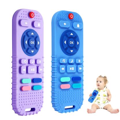Picture of Hooku 2 Pack Silicone Teethers for Babies 6-12 Months, Sensory Teething Toys for Newborns to Toddlers, Infant Girl Boy Gifts