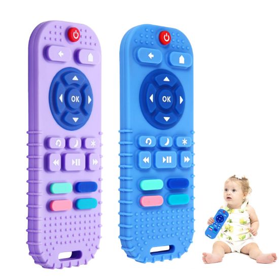 Picture of Hooku 2 Pack Silicone Teethers for Babies 6-12 Months, Sensory Teething Toys for Newborns to Toddlers, Infant Girl Boy Gifts