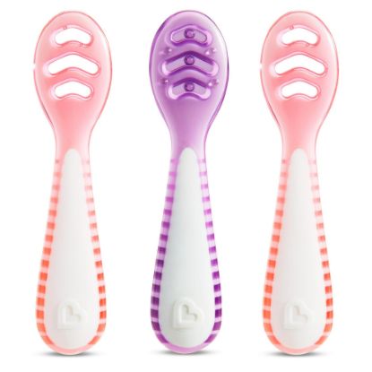 Picture of Munchkin® Gentle Dip™ Baby Spoons for Self Feeding and Baby Led Weaning, 3 Pack, Pink/Purple
