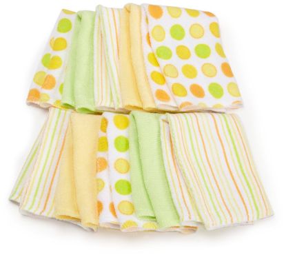 Picture of Spasilk Washcloth Wipes Set for Newborn Boys and Girls, Soft Terry Washcloth Set, Pack of 10, Yellow Dots