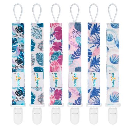 Picture of Babygoal Hawaii Pacifier Clips, 6 Pack Binky Paci Holder Clips and Leash for Boys and Girls Fits for Most Pacifier, Binkie Styles & Baby Teethers & Toys and Gift 6PS25