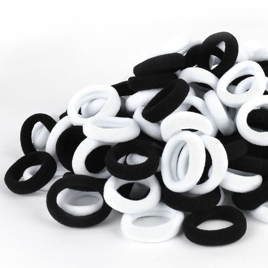 Picture of Qarwayoc Small Girls Hair Ties, Baby Toddler Hair Bands, Cotton Kids Hair Ponytail Holders No Damage and Mini Baby Elastic Holders No Crease, Black and White, by NSpring