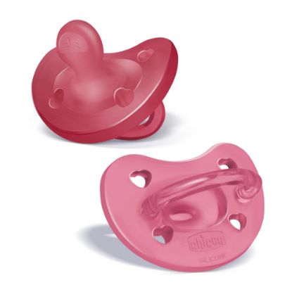 Picture of Chicco PhysioForma 100% Soft Silicone One Piece Pacifier for Babies 16-24 Months | BPA & Latex Free | Reusable Case | Dark Pink, 2pk