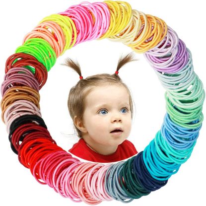 Picture of 400PCS Multicolor Hair Ties, No Crease Elastic Ponytail Holders, 2CM Finger Hair Accessories for Girls