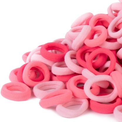 Picture of Qarwayoc Pink Kids Hair Ties for Girls - Seamless Toddler Baby Hair Ties Bands No Damage - Cotton Girls Hair Ponytail Holders for Baby, 0.97 Inch in Diameter