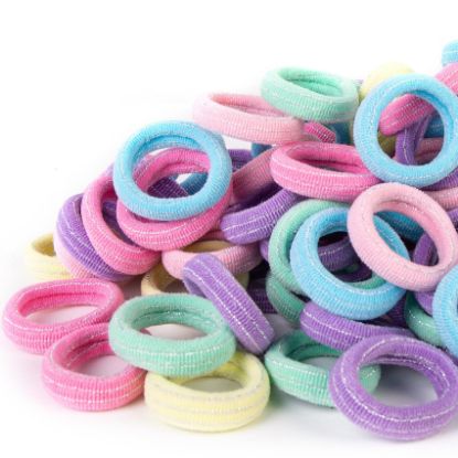 Picture of Qarwayoc Mini Hair Ties for Baby Girls, Seamless Kids Girls Hair Ties Bands, Soft Small Baby Ponytail Holders, Toddler Elastic Hair Ties Holders No Damage, 5 Colors