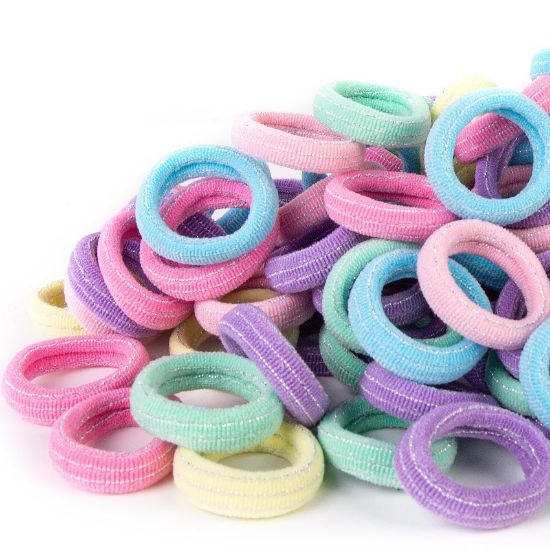 Picture of Qarwayoc Mini Hair Ties for Baby Girls, Seamless Kids Girls Hair Ties Bands, Soft Small Baby Ponytail Holders, Toddler Elastic Hair Ties Holders No Damage, 5 Colors