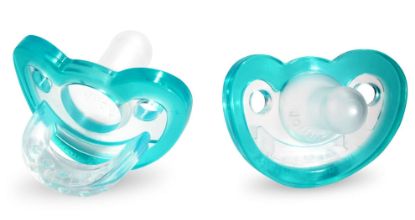 Picture of RaZbaby Jollypop Pacifier for Newborns & Up, USA Made, Natural Shaped Orthodontic Binky, Lovingly Shared in NICUs & Hospitals Worldwide, Medical-Grade 100% BPA-Free - 0-3 Months, 2 Pack - Teal