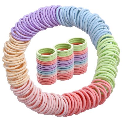 Picture of 200PCS Elastic Hair Ties, No Crease Hair Small Ponytail Holders for Kids Girls Baby Toddler, Marcon Color, Christmas Gifts Holiday Accessories