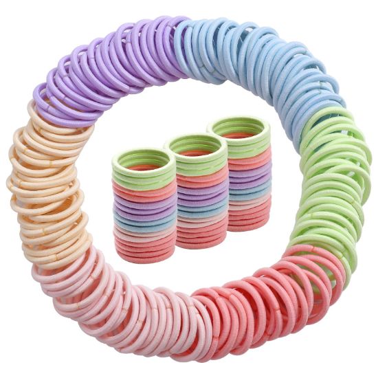 Picture of 200PCS Elastic Hair Ties, No Crease Hair Small Ponytail Holders for Kids Girls Baby Toddler, Marcon Color, Christmas Gifts Holiday Accessories