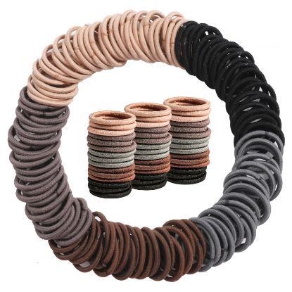 Picture of 200PCS Elastic Hair Ties, No Crease Hair Small Ponytail Holders for Kids Girls Baby Toddler, Neutral Color, Christmas Gifts Holiday Accessories