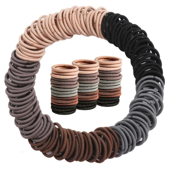 Picture of 200PCS Elastic Hair Ties, No Crease Hair Small Ponytail Holders for Kids Girls Baby Toddler, Neutral Color, Christmas Gifts Holiday Accessories