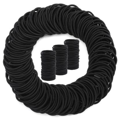Picture of 150PCS Elastic Hair Ties, No Crease Hair Ponytail Holders for Women, Men, Girls and Boys, Large No Damage Hair Ties for Thick Thin Hair, Black (4mm)