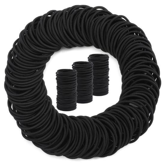 Picture of 150PCS Elastic Hair Ties, No Crease Hair Ponytail Holders for Women, Men, Girls and Boys, Large No Damage Hair Ties for Thick Thin Hair, Black (4mm)