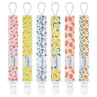 Picture of Babygoal Floral Pacifier Clips, 6 Pack Binky Paci Holder Clips and Leash for Boys and Girls Fits for Most Pacifier, Binkie Styles & Baby Teethers & Toys and Gift 6PS14