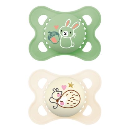 Picture of MAM Original Day & Night Pacifiers, Binky Pacifier for 0-6 Months, BPA-Free Silicone, Glows in The Dark, Best for Newborn Babies, Developed with Medical Experts, 2 Count Binkies, with Sterilizer Case
