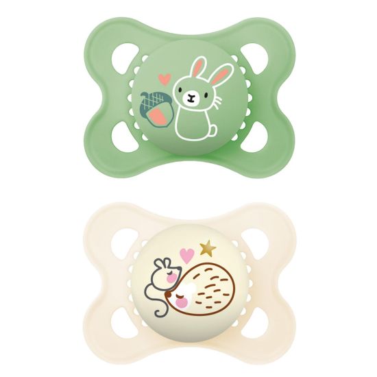 Picture of MAM Original Day & Night Pacifiers, Binky Pacifier for 0-6 Months, BPA-Free Silicone, Glows in The Dark, Best for Newborn Babies, Developed with Medical Experts, 2 Count Binkies, with Sterilizer Case