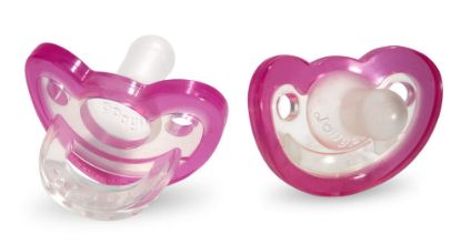 Picture of RaZbaby Jollypop Pacifier for Newborns & Up, USA Made, Natural Shaped Orthodontic Binky, Lovingly Shared in NICUs & Hospitals Worldwide, Medical-Grade 100% BPA-Free - 0-3 Months, 2 Pack - Pink
