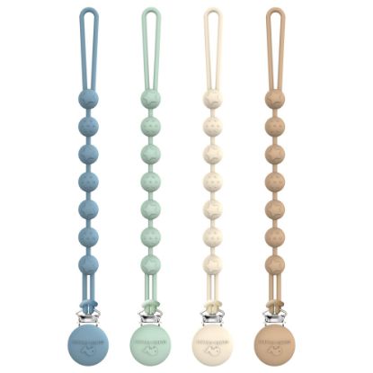 Picture of Cuddle Campus Silicone Pacifier Clip Holder with One Piece Design, Pack of 4 Soft Flexible Binky Clips with Texture for Baby Boy and Girl Set 1