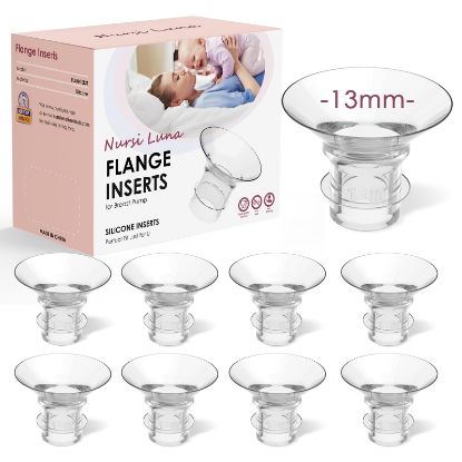 Picture of Nursi Luna Flange Inserts 8PCS 13mm for 24mm Flange/Shield of Most Pumps, Flange Sizing Kit Silicone Flange Insert, Breastfeeding Essentials Kit for New Moms