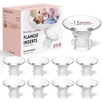 Picture of Nursi Luna Flange Inserts 8PCS 15mm for 24mm Flange/Shield of Most Pumps, Flange Sizing Kit Silicone Flange Insert, Breastfeeding Essentials Kit for New Moms