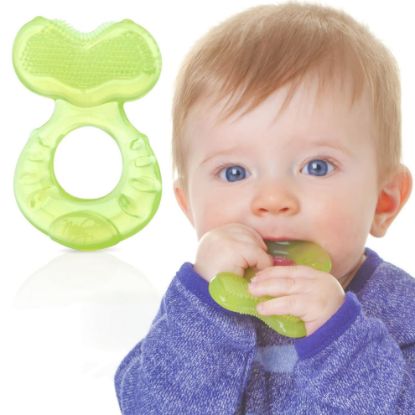 Picture of Nuby Silicone Teethe-EEZ Teether with Bristles, Includes Hygienic Case, Green (Pack of 1)
