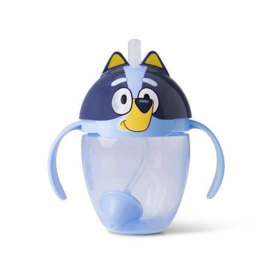 Picture of The First Years Bluey Trainer Weighted Straw Cup - Toddler Cups with Weighted Straw - Baby and Toddler Straw Cup Spill Proof - Bluey Toddler Feeding Supplies - Ages 6 Months and Up - 7 Ounce