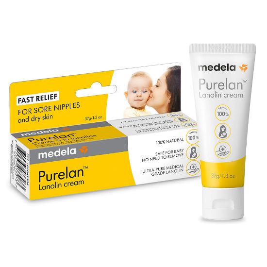 Picture of Medela Purelan Lanolin | Safe for Breastfeeding Baby | 100% Natural Nipple Cream, Single Ingredient | Soothing Protection for Nursing Moms, 1.3 Ounce
