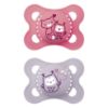 Picture of MAM Original Matte Baby Pacifiers, Binky for Girls 0-6 Months, BPA-Free Silicone Nipple, Easy to Clean, Best for Newborn Babies, Developed with Medical Experts, 2 Count Binkies with Sterilizer Case
