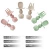 Picture of PandaEar 6 Pack Silicone Baby Spoons and Fork Feeding Set- Anti-Choke First Self Feeding Utensils for Baby Led Weaning Ages 3 Months (Pink, Green&Linen)