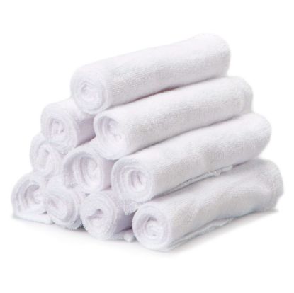 Picture of Spasilk Washcloth Wipes Set for Newborn Boys and Girls, Soft Terry Washcloth Set, Pack of 10, White, (010-WTE)