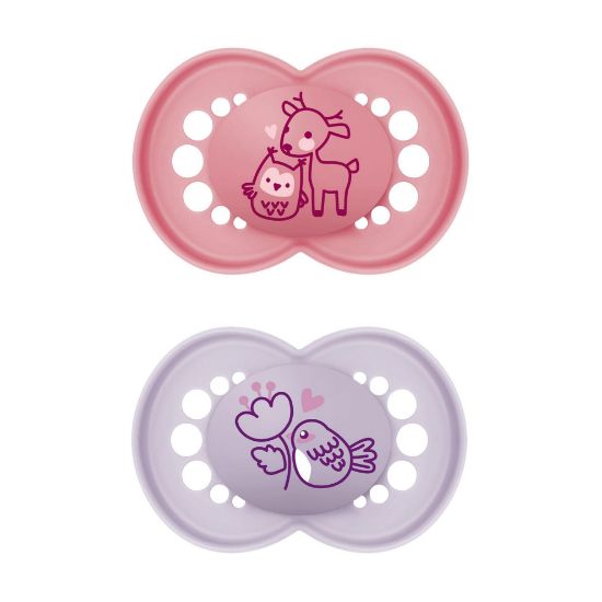 Picture of MAM Original Matte Baby Pacifiers, Binky for 6-16 Months, BPA-Free Silicone Nipple, Easy to Clean, Best for Breastfed Babies, Developed with Medical Experts, 2 Count Binkies with Sterilizer Case