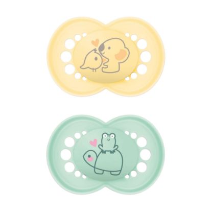 Picture of MAM Original Matte Baby Pacifiers, Binky for 6-16 Months, BPA-Free Silicone Nipple, Easy to Clean, Best for Breastfed Babies, Developed with Medical Experts, 2 Count Binkies with Sterilizer Case