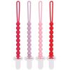 Picture of 4-Pack Silicone Pacifier Clips with One-Piece Beads for Baby Boys and Girls - Flexible and Rust-Free Holders for Teething Relief and Baby Essentials, Safe for Newborns (Pink)